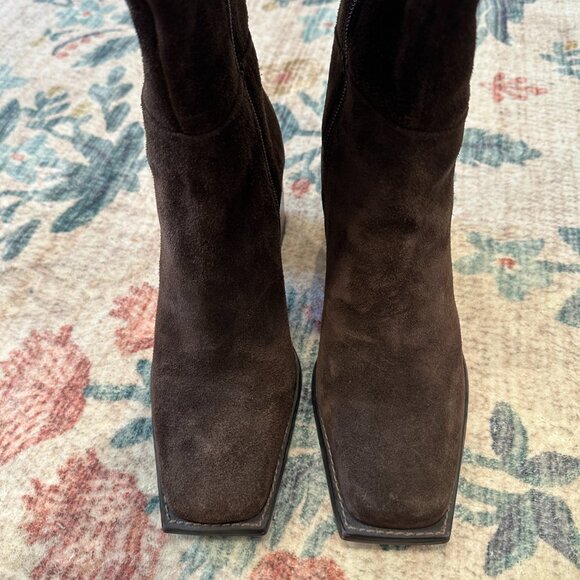 (SOLD) Matisse Highness Chocolate Brown Suede Heeled Boots (US 7) - Picture 5 of 8